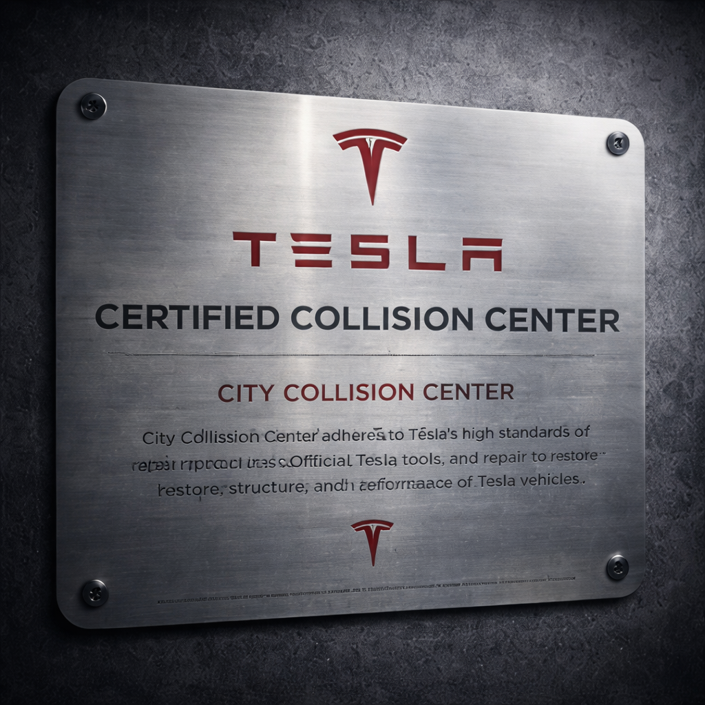 Tesla repair certification plaque